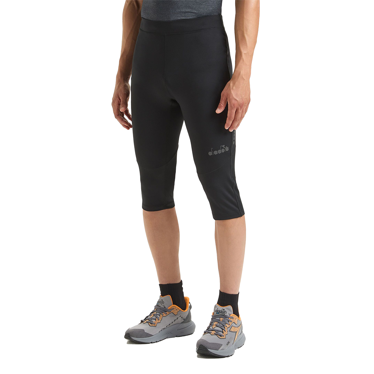 Diadora Run Crew 3/4 Tight — Black — Size Large — Front View