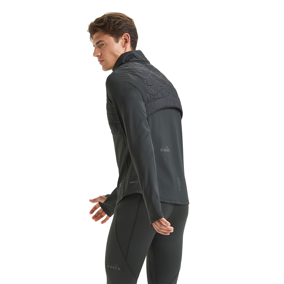 Diadora Run Winter Protection Jacket — Black — Size Small — Side View