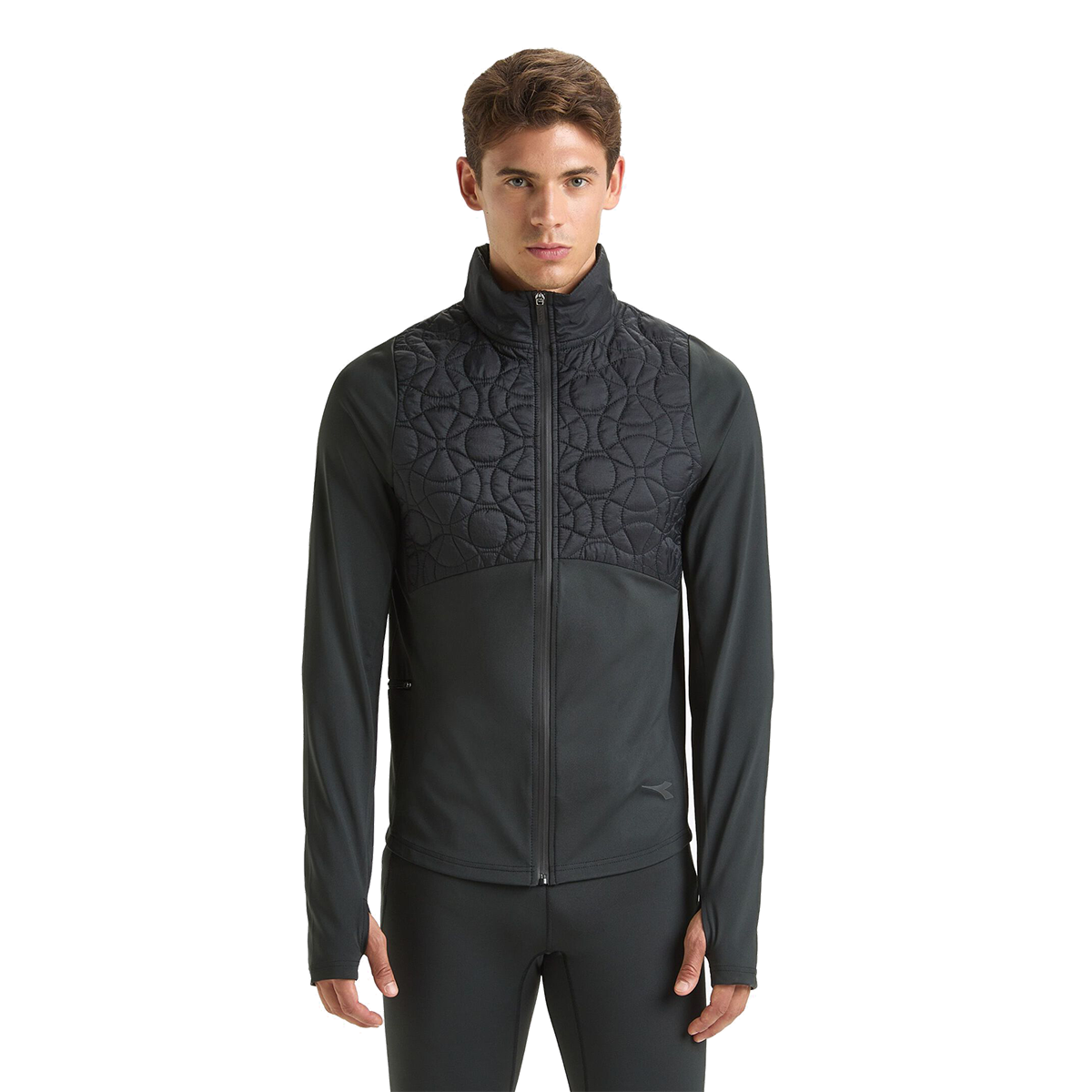 Diadora Run Winter Protection Jacket — Black — Size Small — Front View