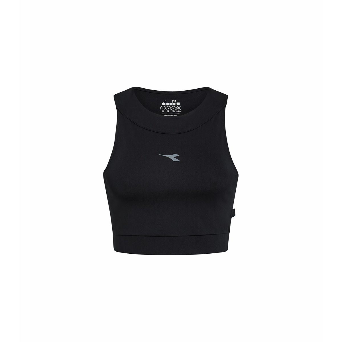 Diadora Crop Top Run Tank — Black — Size XXSmall — Front View