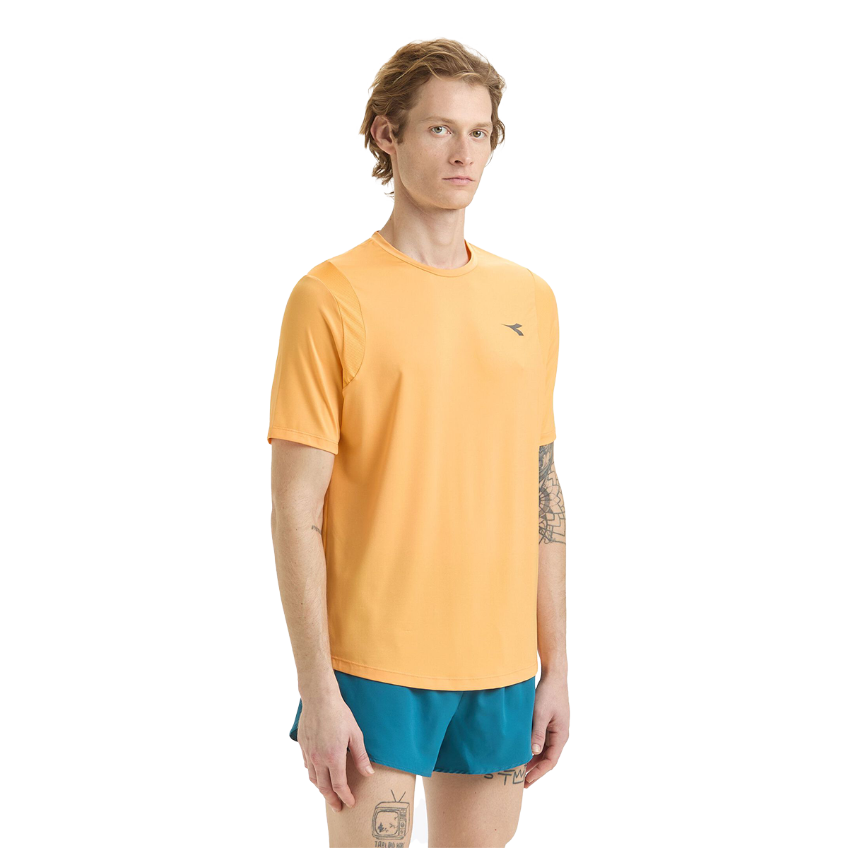 Diadora Run Crew Tech Tee — Kumquat — Size Large — Front View