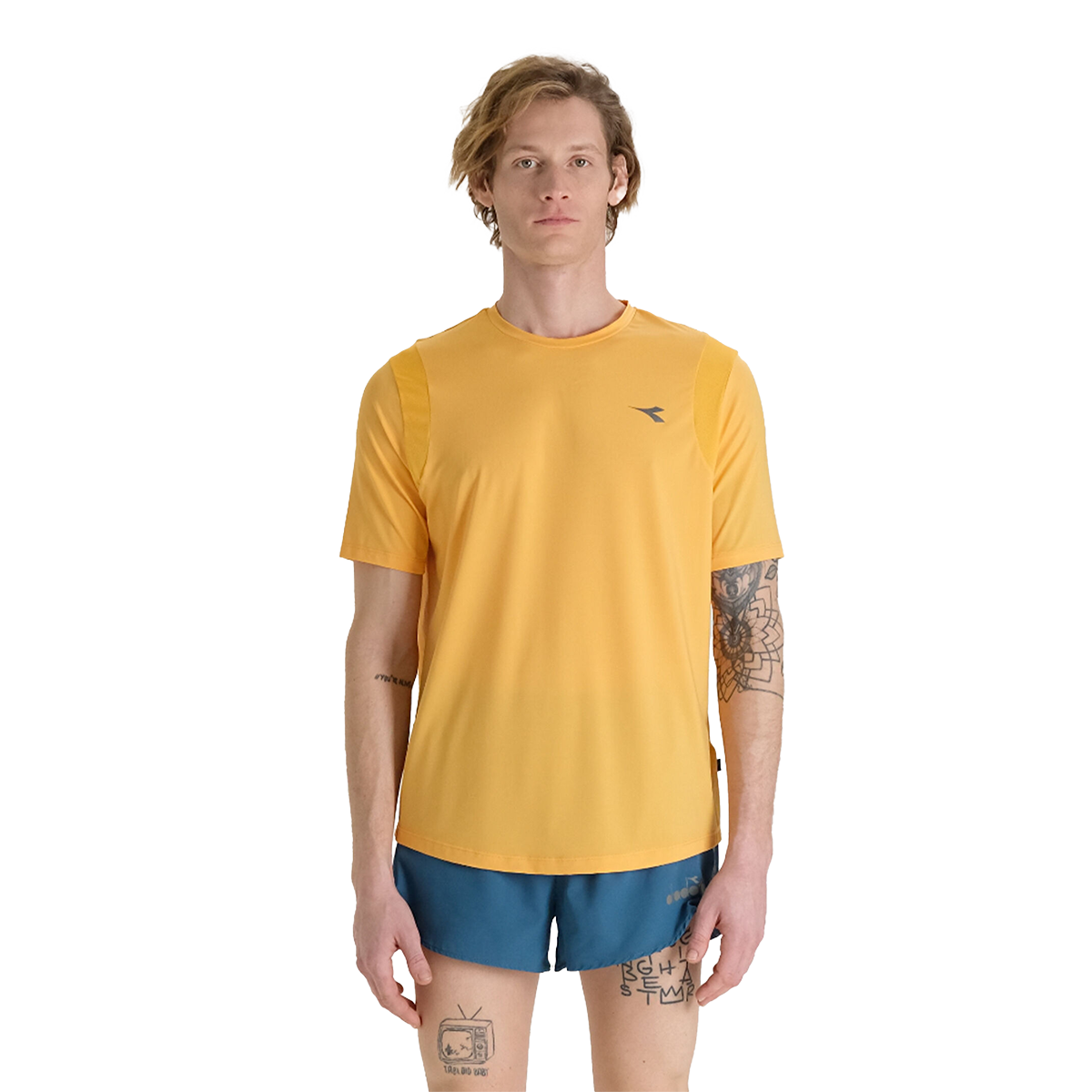 Diadora Run Crew Tech Tee — Kumquat — Size Large — Side View