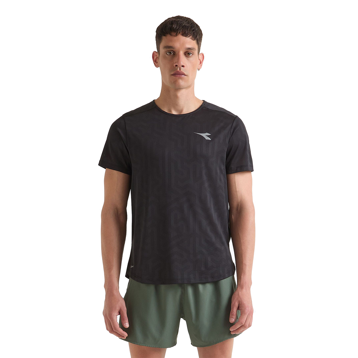 Diadora Super Light SS T-Shirt Black — Black — Size XSmall — Front View