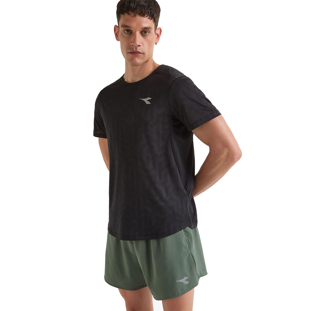 Diadora Super Light SS T-Shirt Black — Black — Size XSmall — Side View