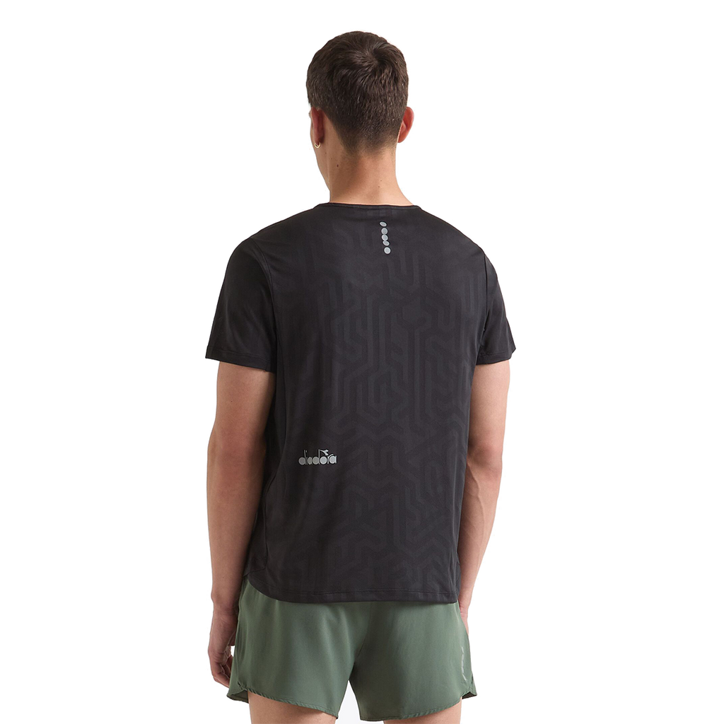 Diadora Super Light SS T-Shirt Black — Black — Size XSmall — Back View