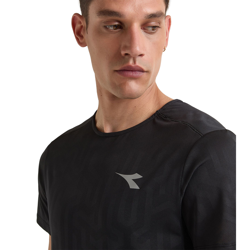 Diadora Super Light SS T-Shirt Black — Black — Size XSmall — Top View
