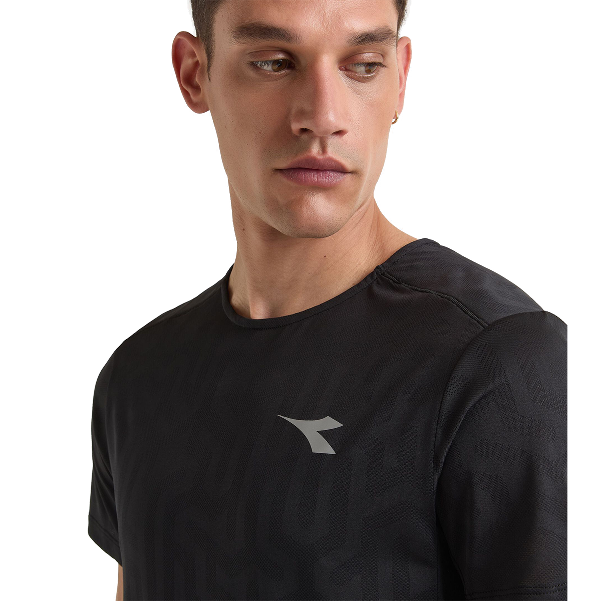 Diadora Super Light SS T-Shirt Black — Black — Size XSmall — Top View