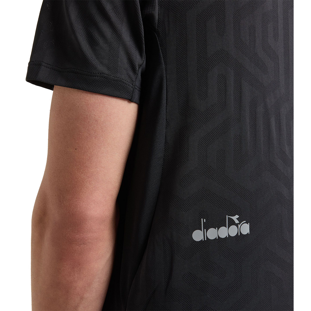 Diadora Super Light SS T-Shirt Black — Black — Size XSmall — Detail View