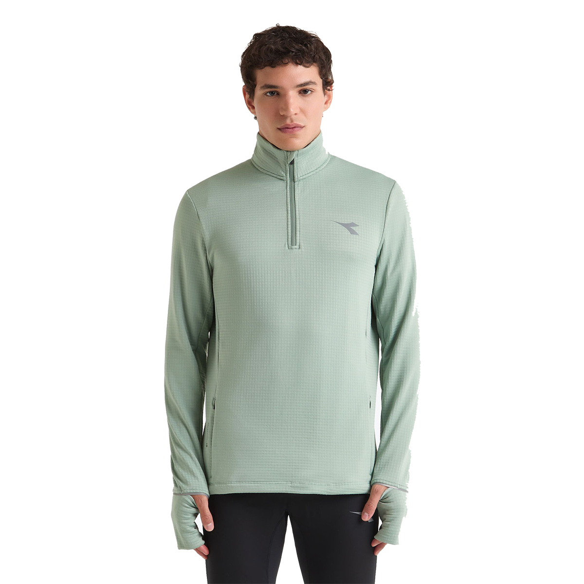 Diadora Warm Up Winter Protection Pullover — Black — Size Small — Front View