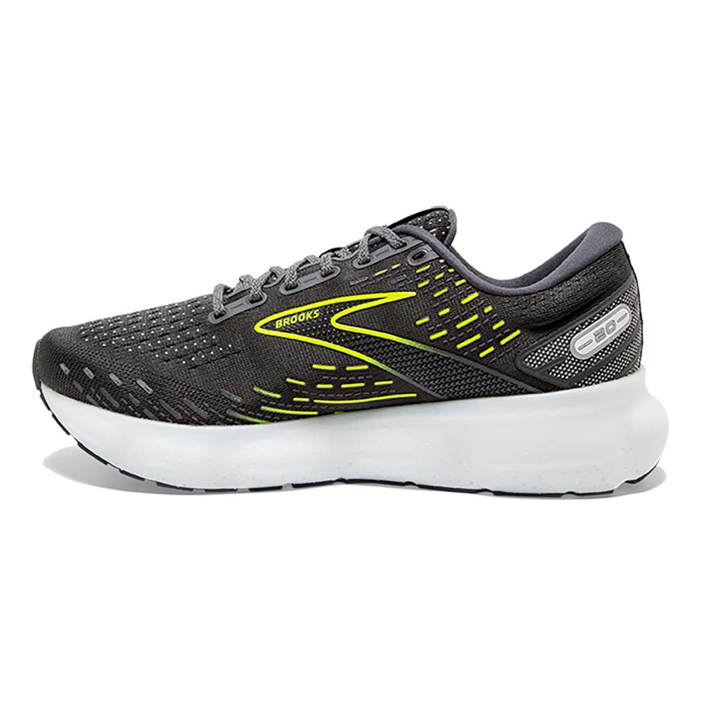 Brooks Glycerin 20 Run Visible — Ebony - White - Nightlife — Size B — Width 8 — Side View