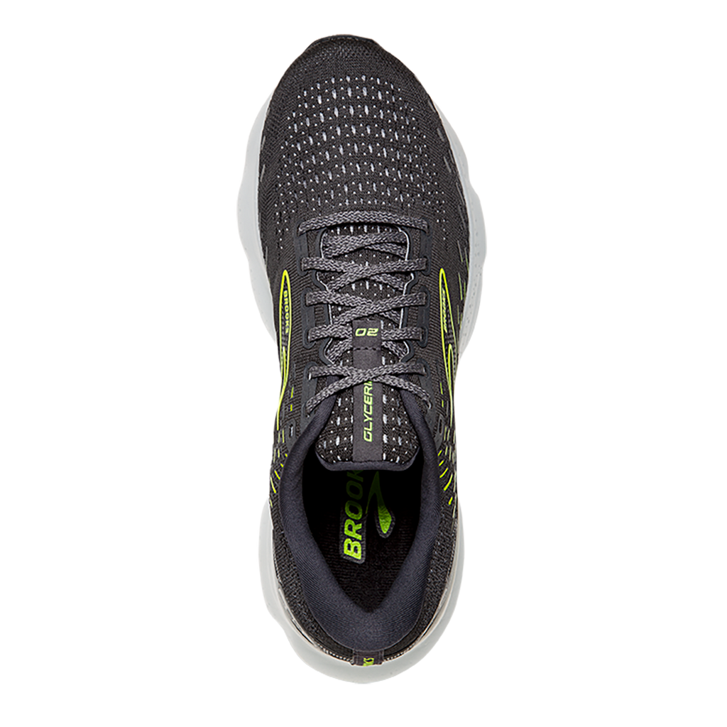 Brooks Glycerin 20 Run Visible — Ebony - White - Nightlife — Size B — Width 8 — Back View