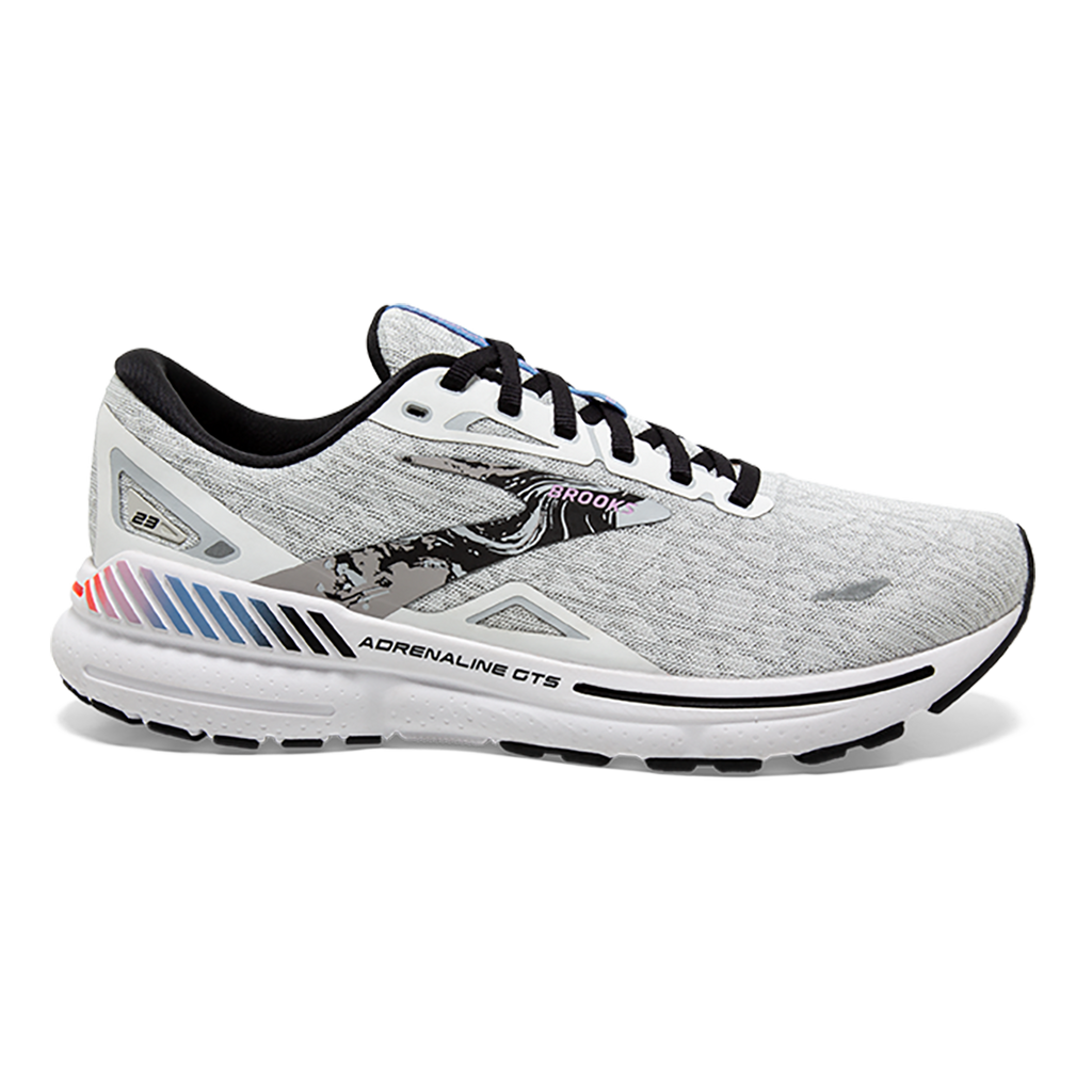 Brooks Adrenaline GTS 23 Abstract Pack — White - Black - Orchid Bouquet — Size B — Width 5 — Front View