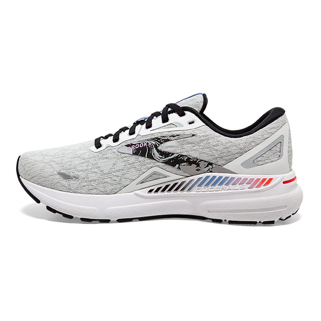 Brooks Adrenaline GTS 23 Abstract Pack — White - Black - Orchid Bouquet — Size B — Width 5 — Side View