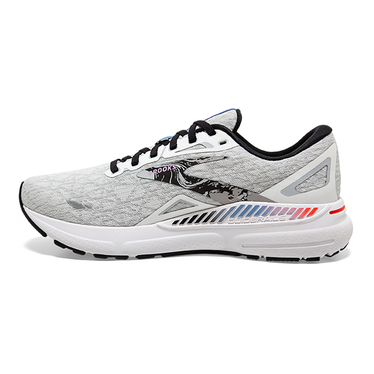 Brooks Adrenaline GTS 23 Abstract Pack — White - Black - Orchid Bouquet — Size B — Width 5 — Side View