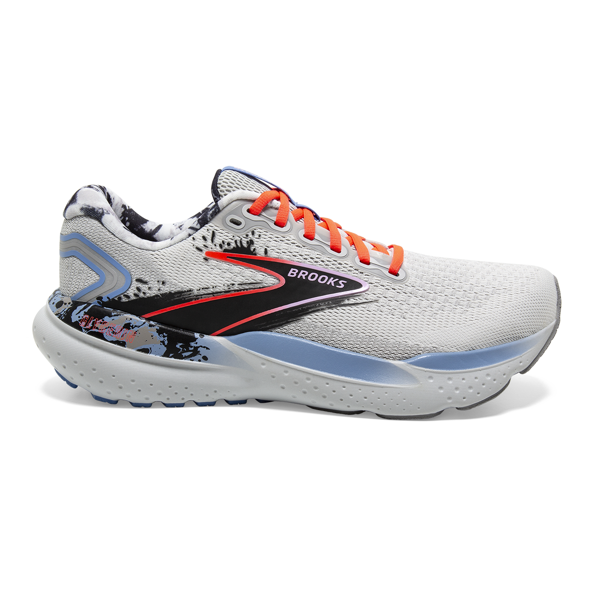 Brooks Glycerin 21 Abstract Pack — Oyster - Black - Orchid Bouquet — Size B — Width 5 — Front View