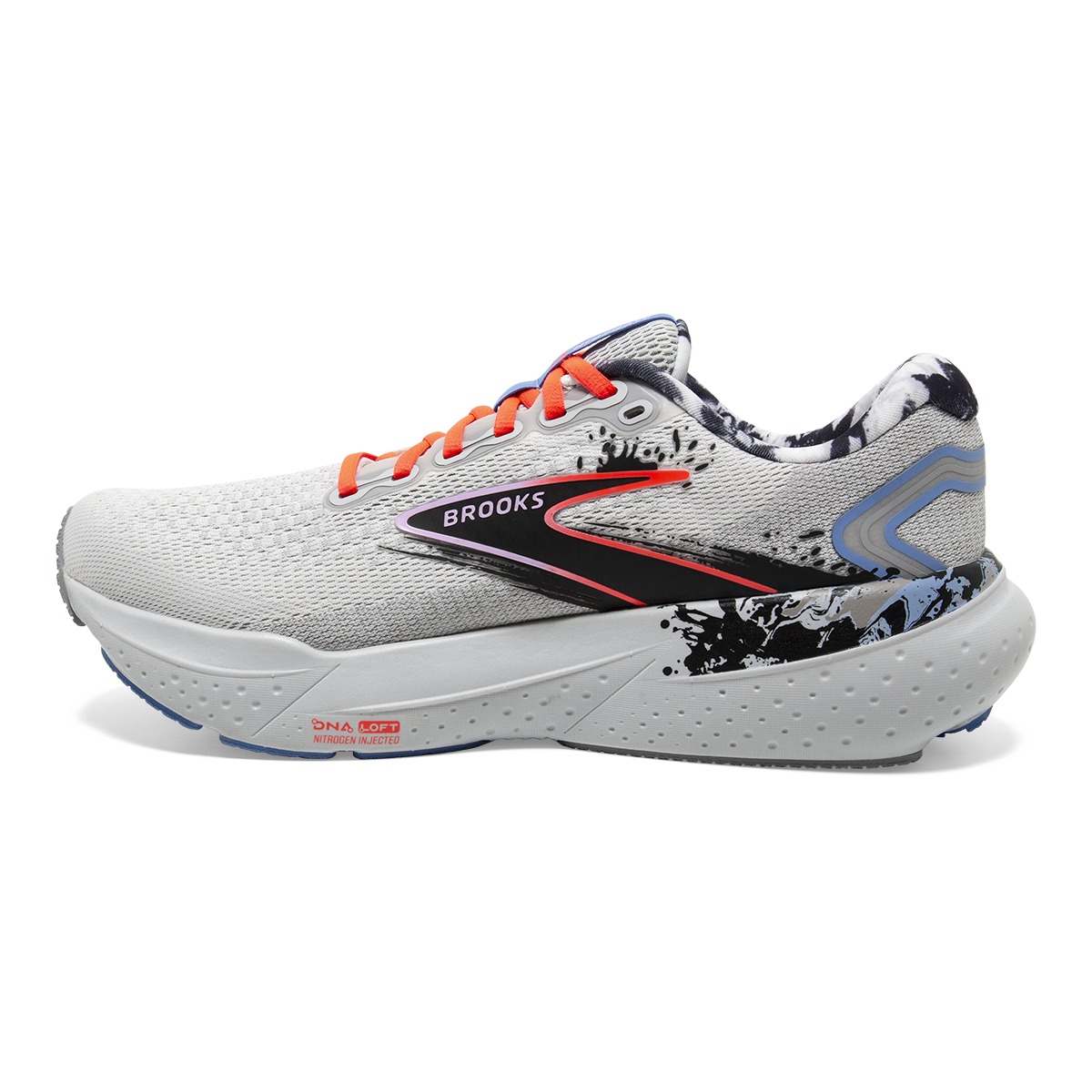 Brooks Glycerin 21 Abstract Pack — Oyster - Black - Orchid Bouquet — Size B — Width 5 — Side View