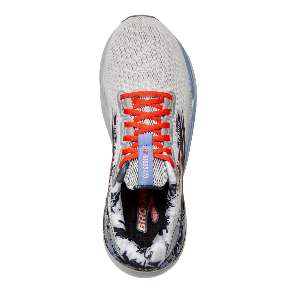 Brooks Glycerin 21 Abstract Pack — Oyster - Black - Orchid Bouquet — Size B — Width 5 — Back View