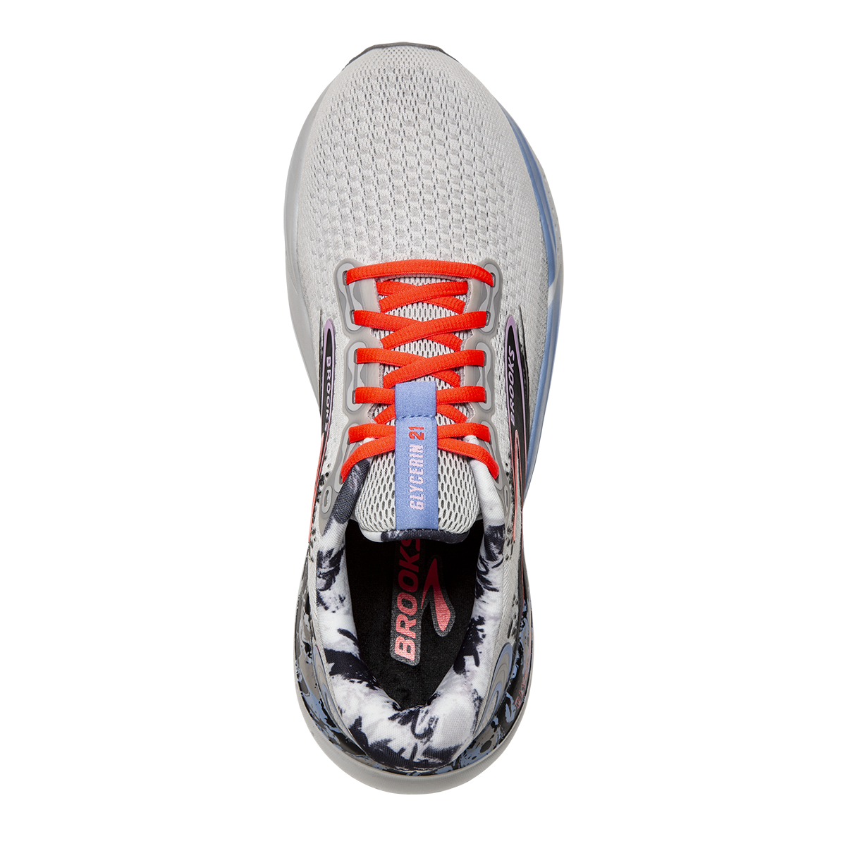 Brooks Glycerin 21 Abstract Pack — Oyster - Black - Orchid Bouquet — Size B — Width 5 — Back View