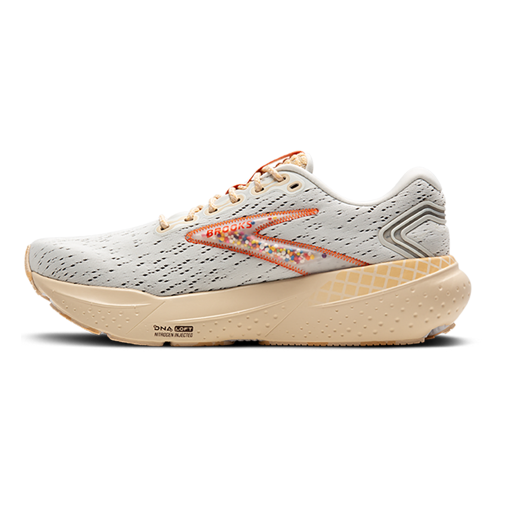 Brooks Glycerin 21 Snowe - Dawn - Straw — Snow - Dawn - Straw — Size B — Width 10 — Side View