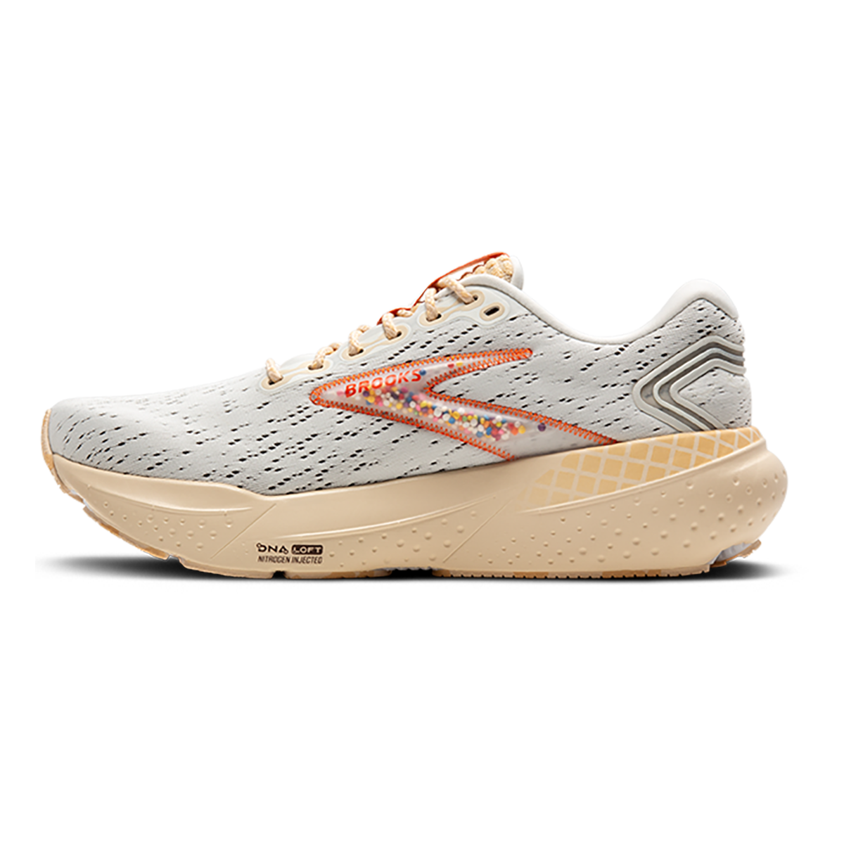 Brooks Glycerin 21 Snowe - Dawn - Straw — Snow - Dawn - Straw — Size B — Width 10 — Side View
