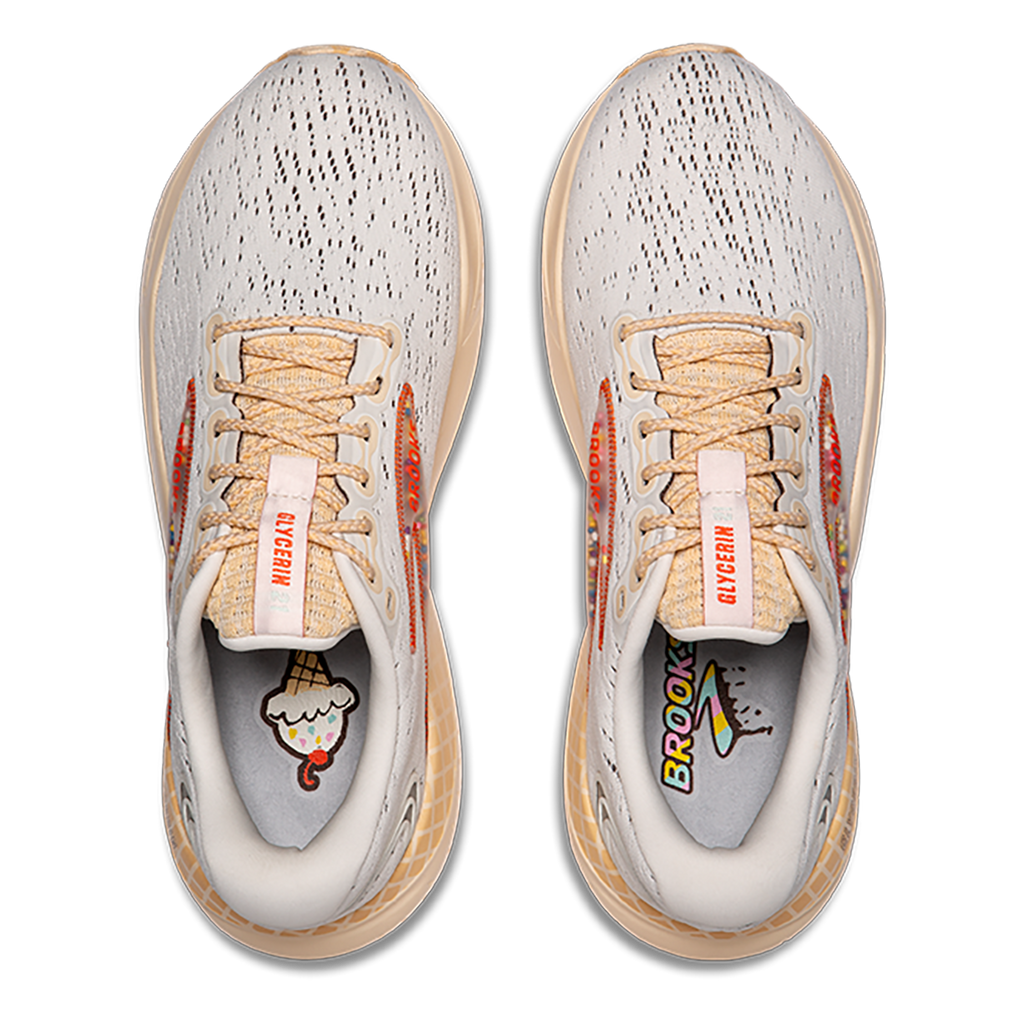 Brooks Glycerin 21 Snowe - Dawn - Straw — Snow - Dawn - Straw — Size B — Width 10 — Back View