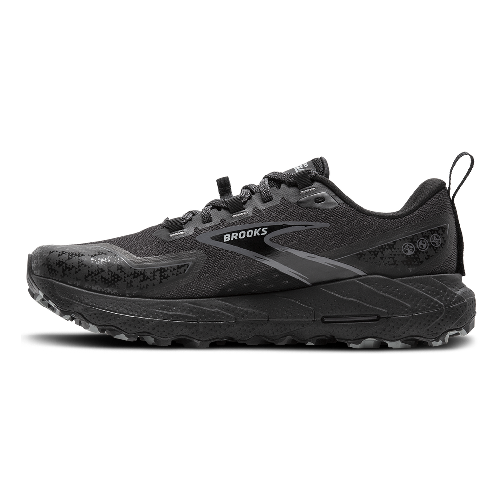 Brooks Cascadia 18 — Black - Blue Wash -  Flame — Size B — Width 7 — Side View