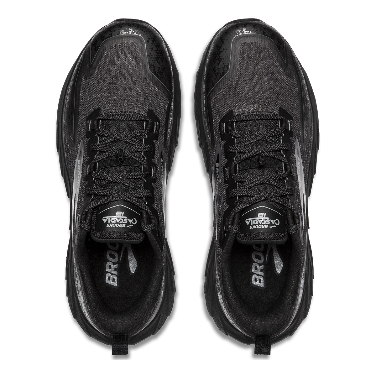 Brooks Cascadia 18 — Black - Blue Wash -  Flame — Size B — Width 7 — Back View
