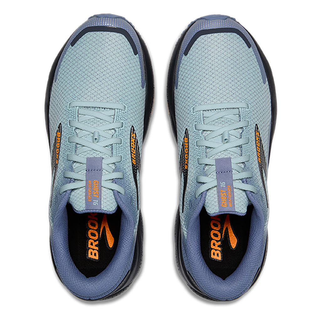 Brooks Ghost 16 Weatherized — Country Blue - Winter Sky - Ebony — Size D — Width 8 — Back View