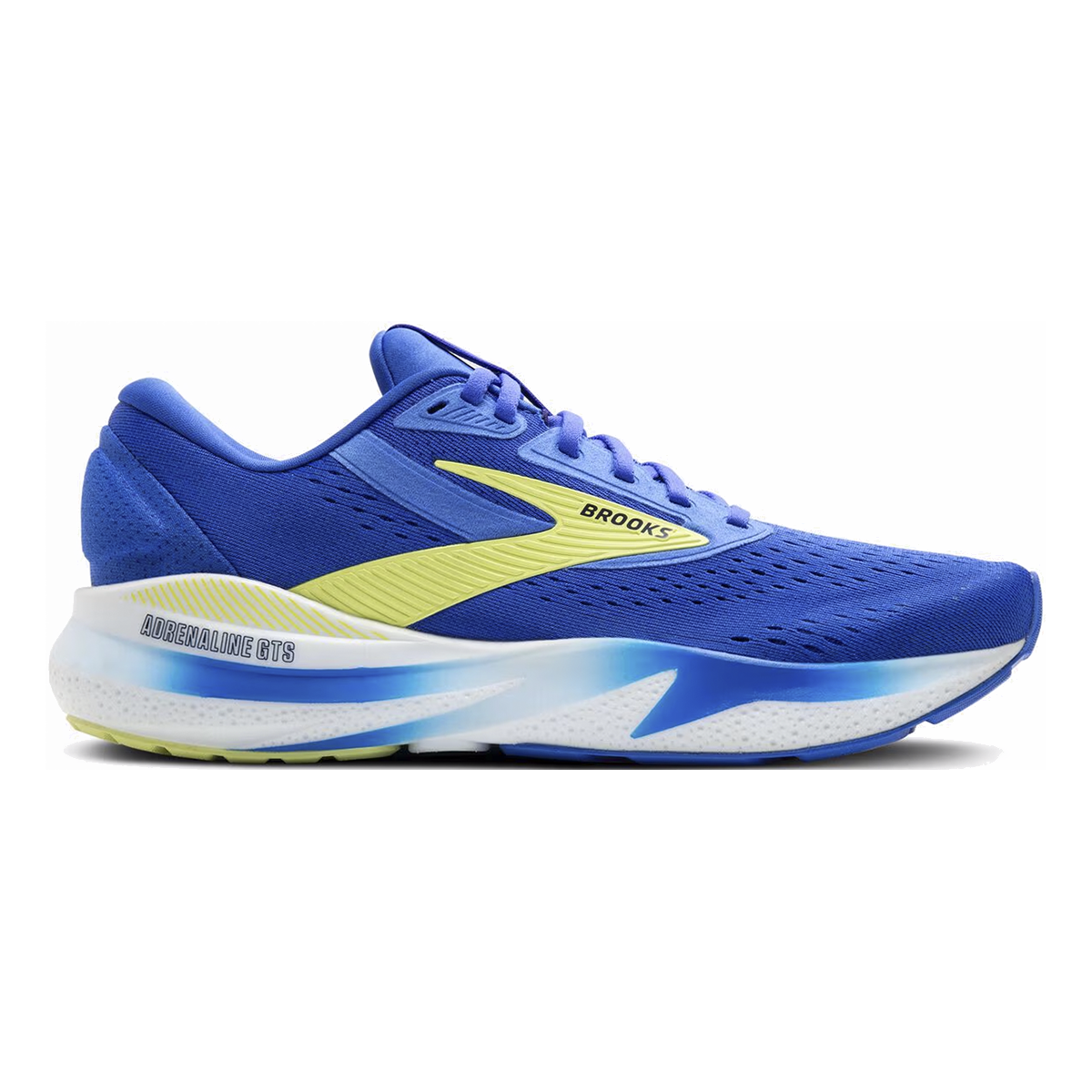 Brooks Adrenaline GTS 24 Cobalt - Neo Yellow - Peacoat — Cobalt - Neo Yellow - Peacoat — Size D — Width 7 — Front View