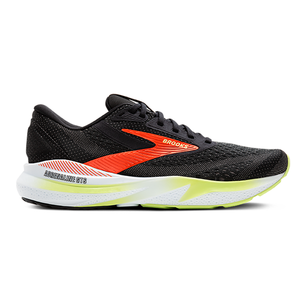 Brooks Adrenaline GTS 24 Black - Mandarin Red - Green — Black - Mandarin Red - Green — Size D — Width 10.5 — Front View