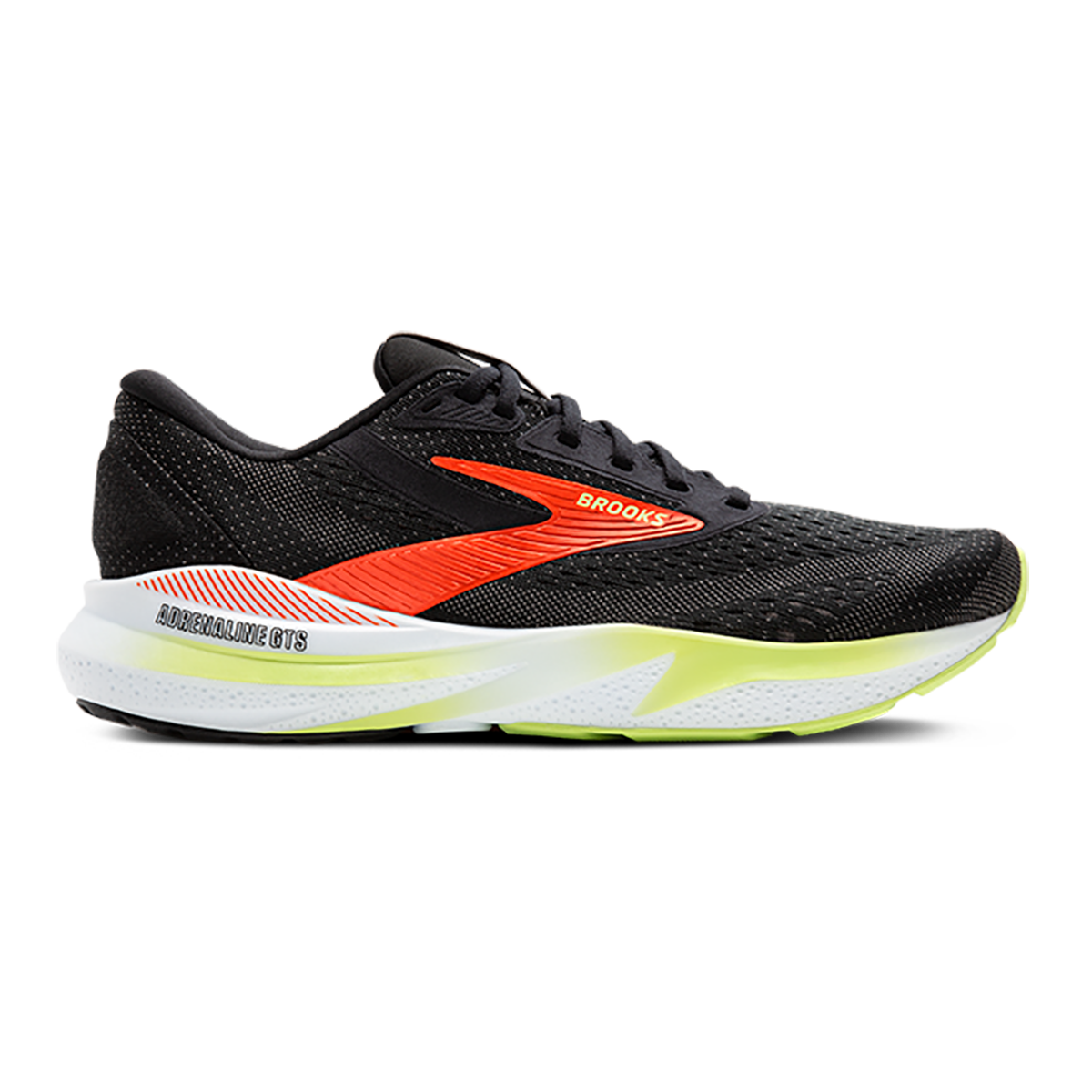Brooks Adrenaline GTS 24 Black - Mandarin Red - Green — Black - Mandarin Red - Green — Size D — Width 10.5 — Front View