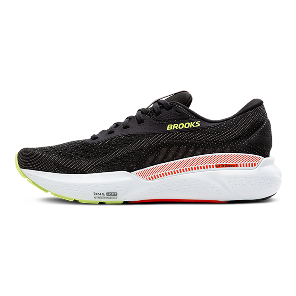 Brooks Adrenaline GTS 24 Black - Mandarin Red - Green — Black - Mandarin Red - Green — Size D — Width 10.5 — Side View