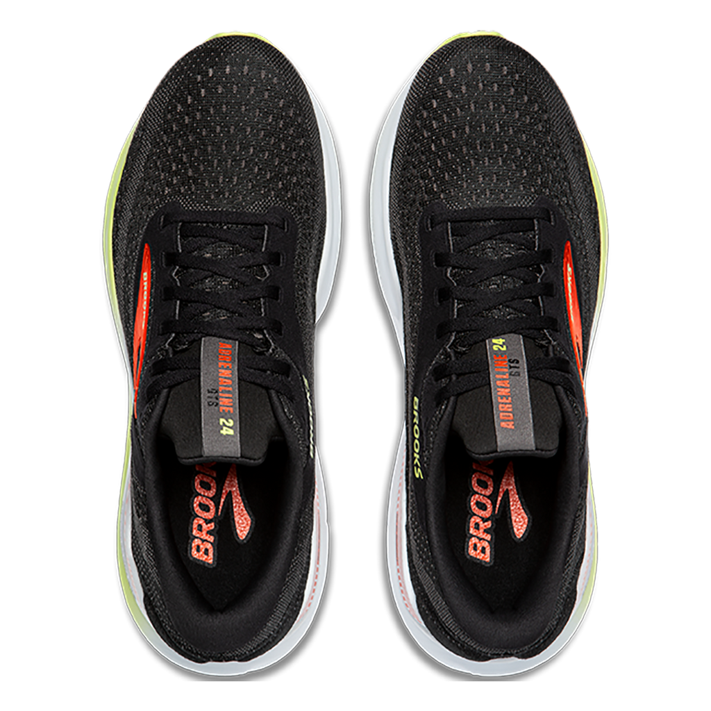 Brooks Adrenaline GTS 24 Black - Mandarin Red - Green — Black - Mandarin Red - Green — Size D — Width 10.5 — Back View
