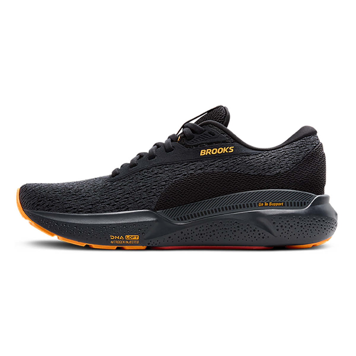 Brooks Adrenaline GTS 24 Black - Ebony - Burnt Sienna — Black - Ebony - Burnt Sienna — Size D — Width 7 — Side View