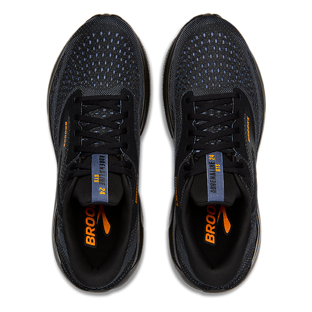 Brooks Adrenaline GTS 24 Black - Country Blue - Orange — Black - Country Blue - Orange — Size D — Width 7 — Back View