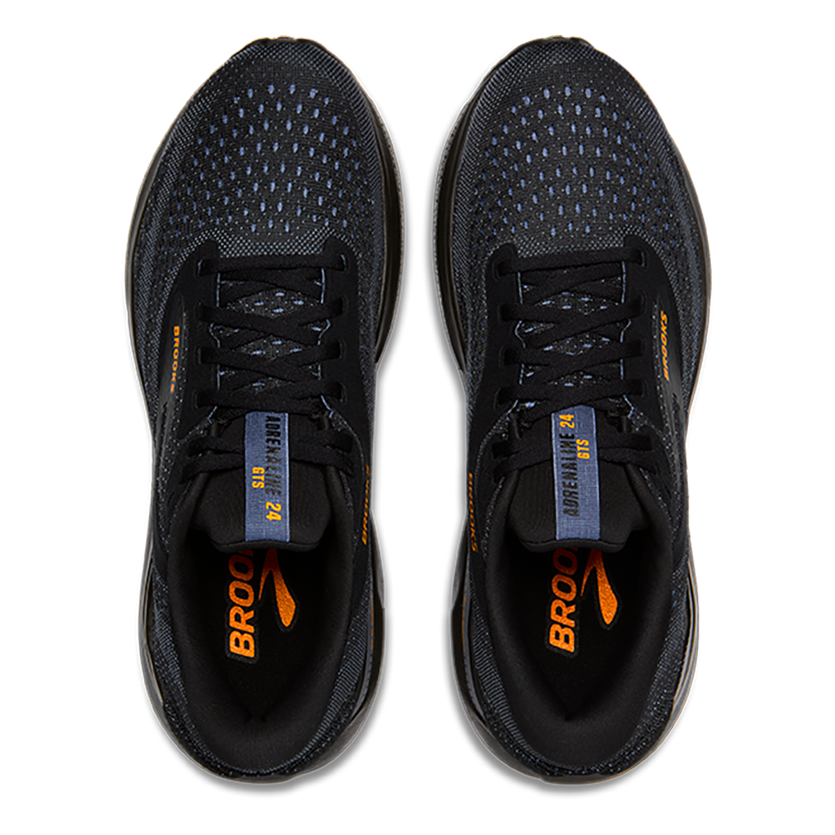 Brooks Adrenaline GTS 24 Black - Country Blue - Orange — Black - Country Blue - Orange — Size D — Width 7 — Back View