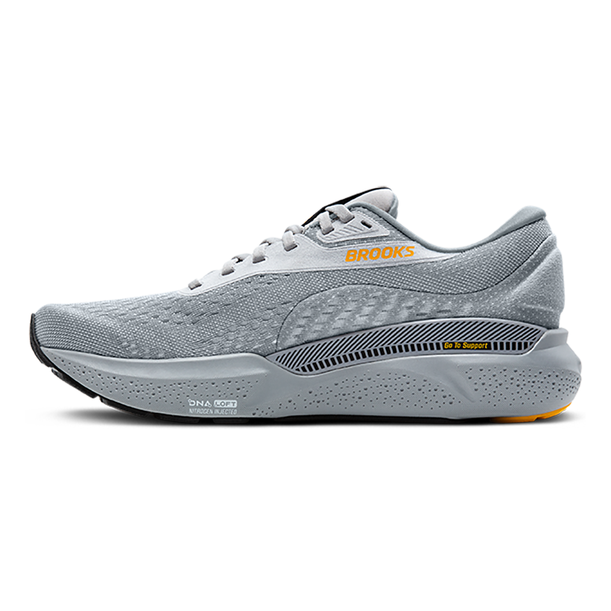 Brooks Adrenaline GTS 24 Alloy - White - Gold Fusion — Alloy - White - Gold Fusion — Size B — Width 7 — Side View