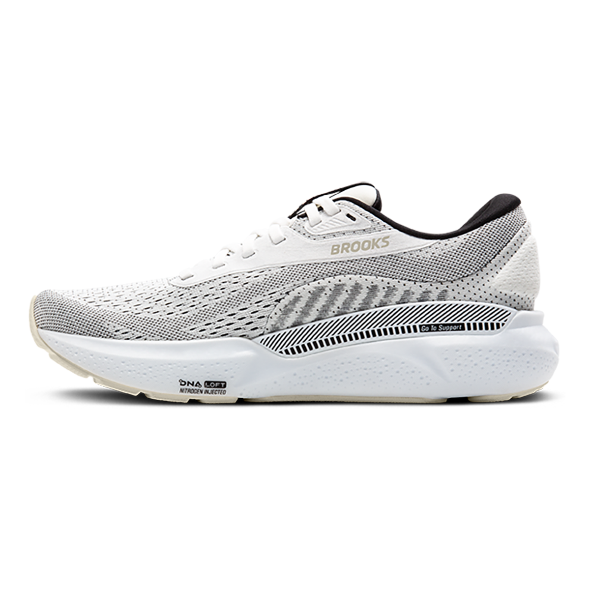 Brooks Adrenaline GTS 24 White - Black - Pelican — White - Black - Pelican — Size B — Width 5 — Side View
