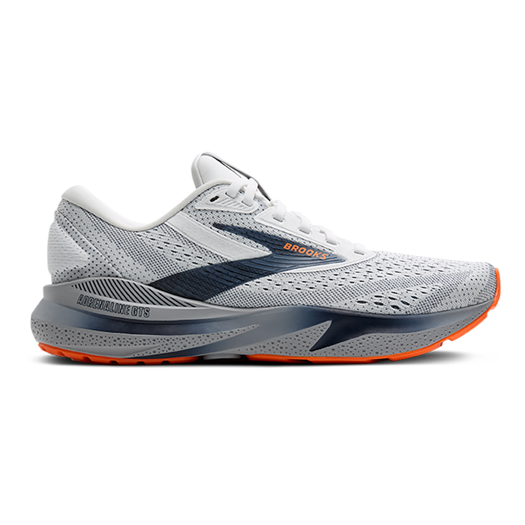 Brooks Adrenaline GTS 24 White - Peacoat - Alloy — White - Peacoat - Alloy — Size D — Width 10.5 — Front View