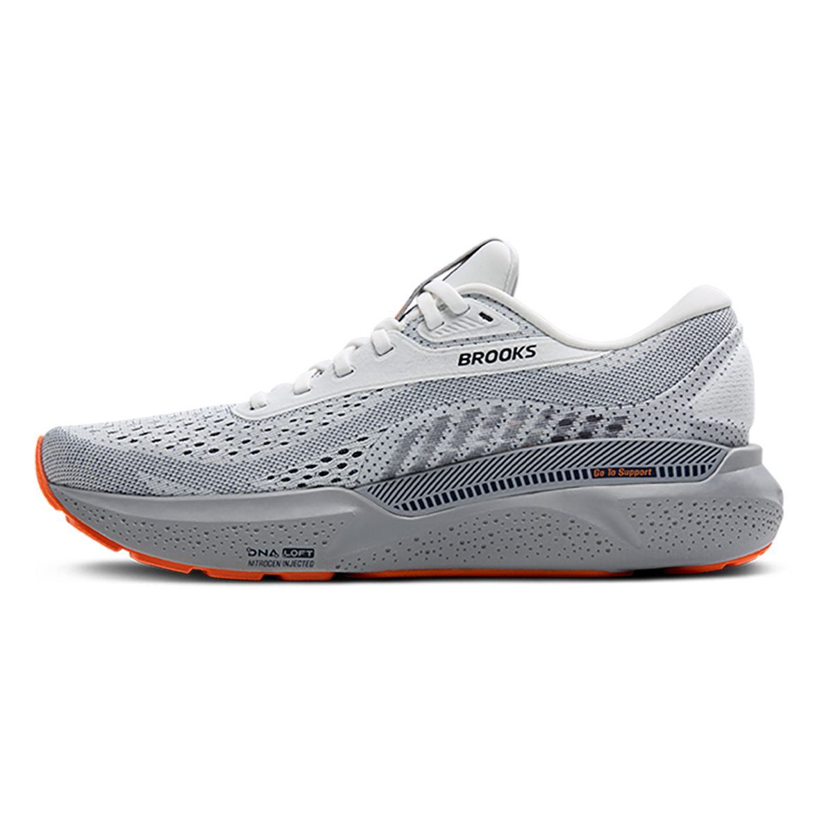 Brooks Adrenaline GTS 24 White - Peacoat - Alloy — White - Peacoat - Alloy — Size D — Width 10.5 — Side View