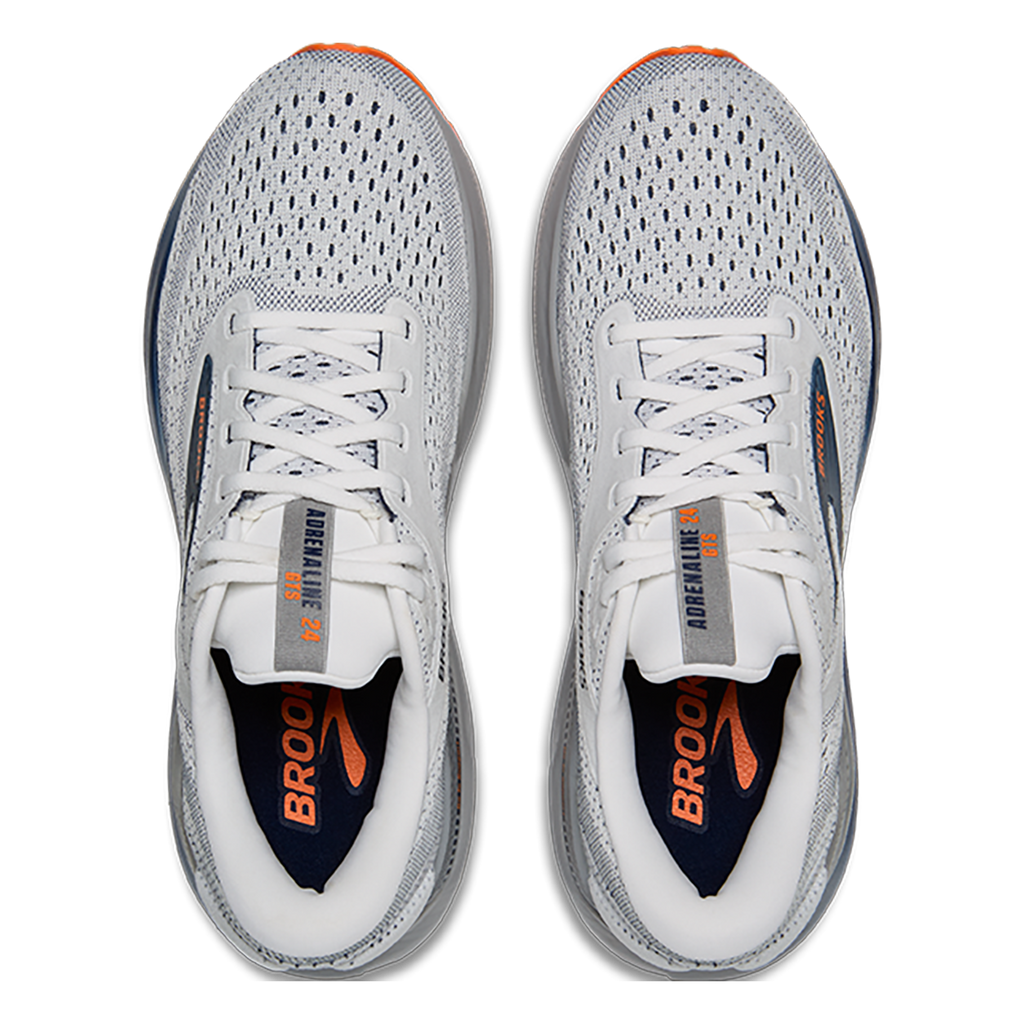 Brooks Adrenaline GTS 24 White - Peacoat - Alloy — White - Peacoat - Alloy — Size D — Width 10.5 — Back View