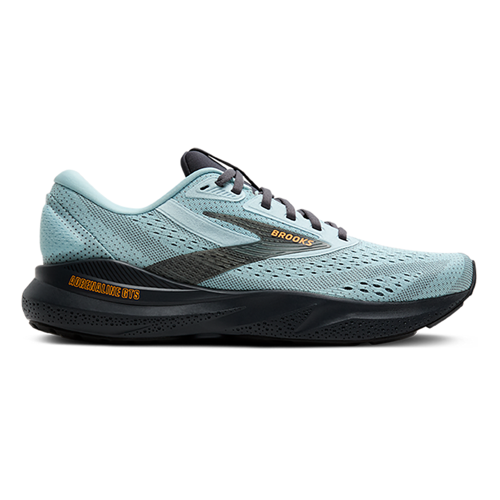 Brooks Adrenaline GTS 24 Winter Sky - Ebony - Orange — Winter Sky - Ebony - Orange — Size D — Width 10.5 — Front View