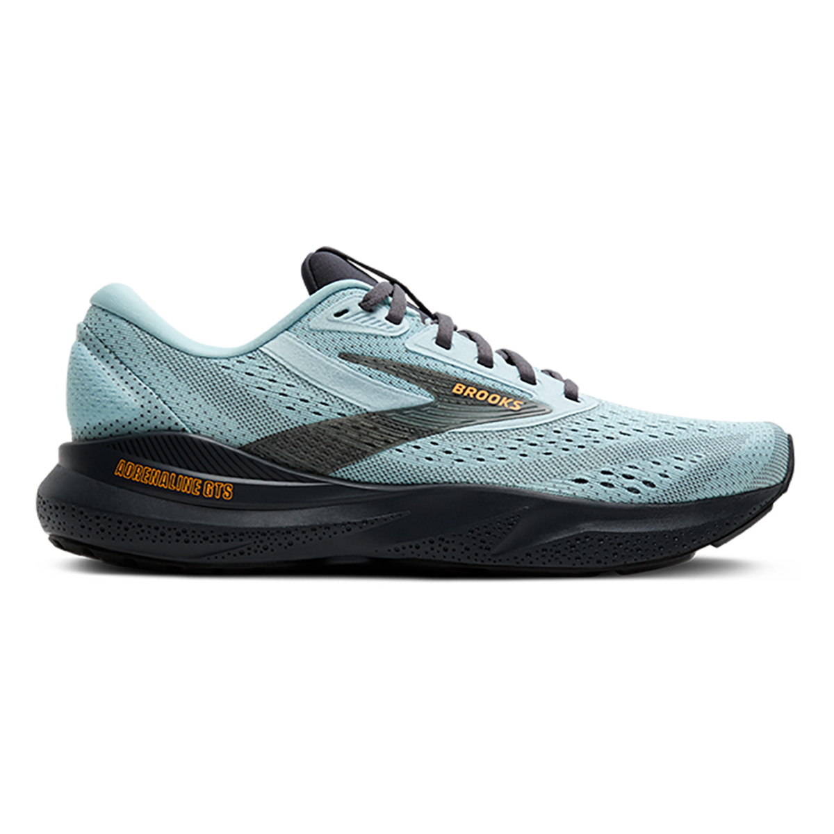 Brooks Adrenaline GTS 24 Winter Sky - Ebony - Orange — Winter Sky - Ebony - Orange — Size D — Width 10.5 — Front View
