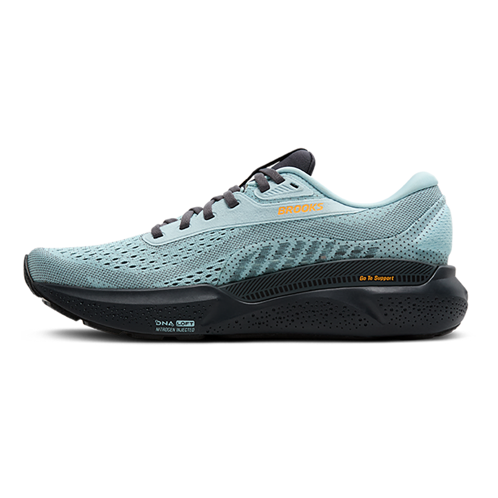 Brooks Adrenaline GTS 24 Winter Sky - Ebony - Orange — Winter Sky - Ebony - Orange — Size D — Width 10.5 — Side View