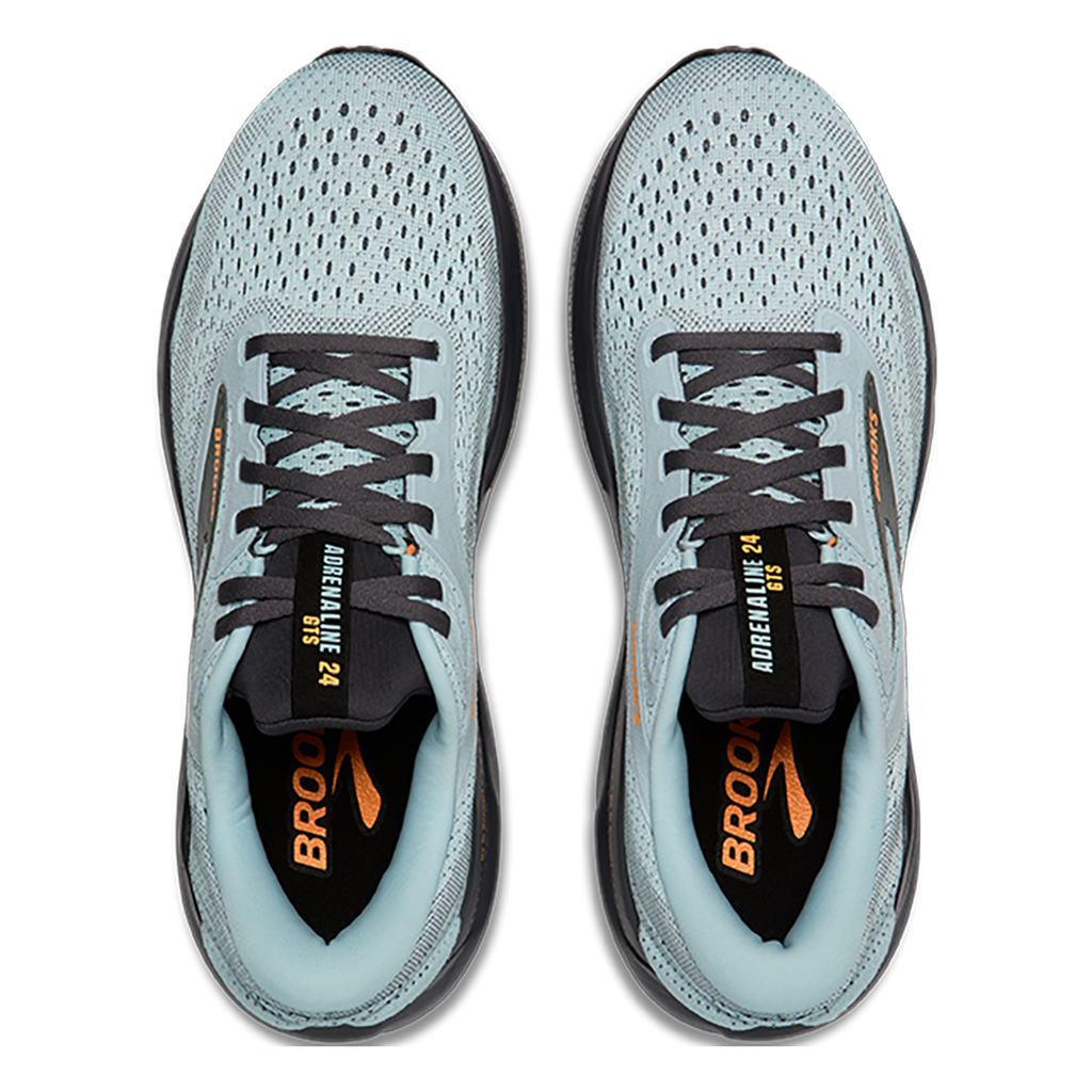 Brooks Adrenaline GTS 24 Winter Sky - Ebony - Orange — Winter Sky - Ebony - Orange — Size D — Width 10.5 — Back View