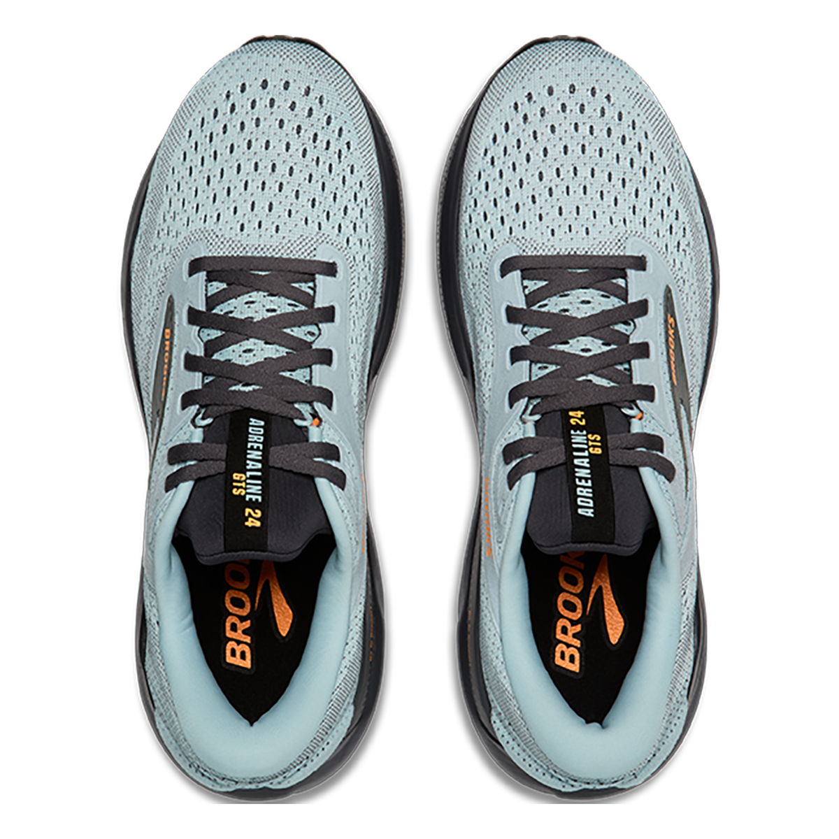Brooks Adrenaline GTS 24 Winter Sky - Ebony - Orange — Winter Sky - Ebony - Orange — Size D — Width 10.5 — Back View
