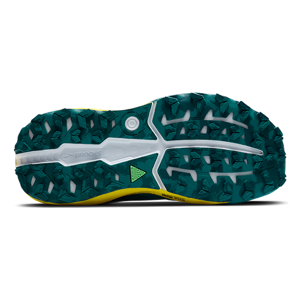 Brooks Caldera 8 — Bit of Blue - Quince - Celestial — Size D — Width 9 — Top View