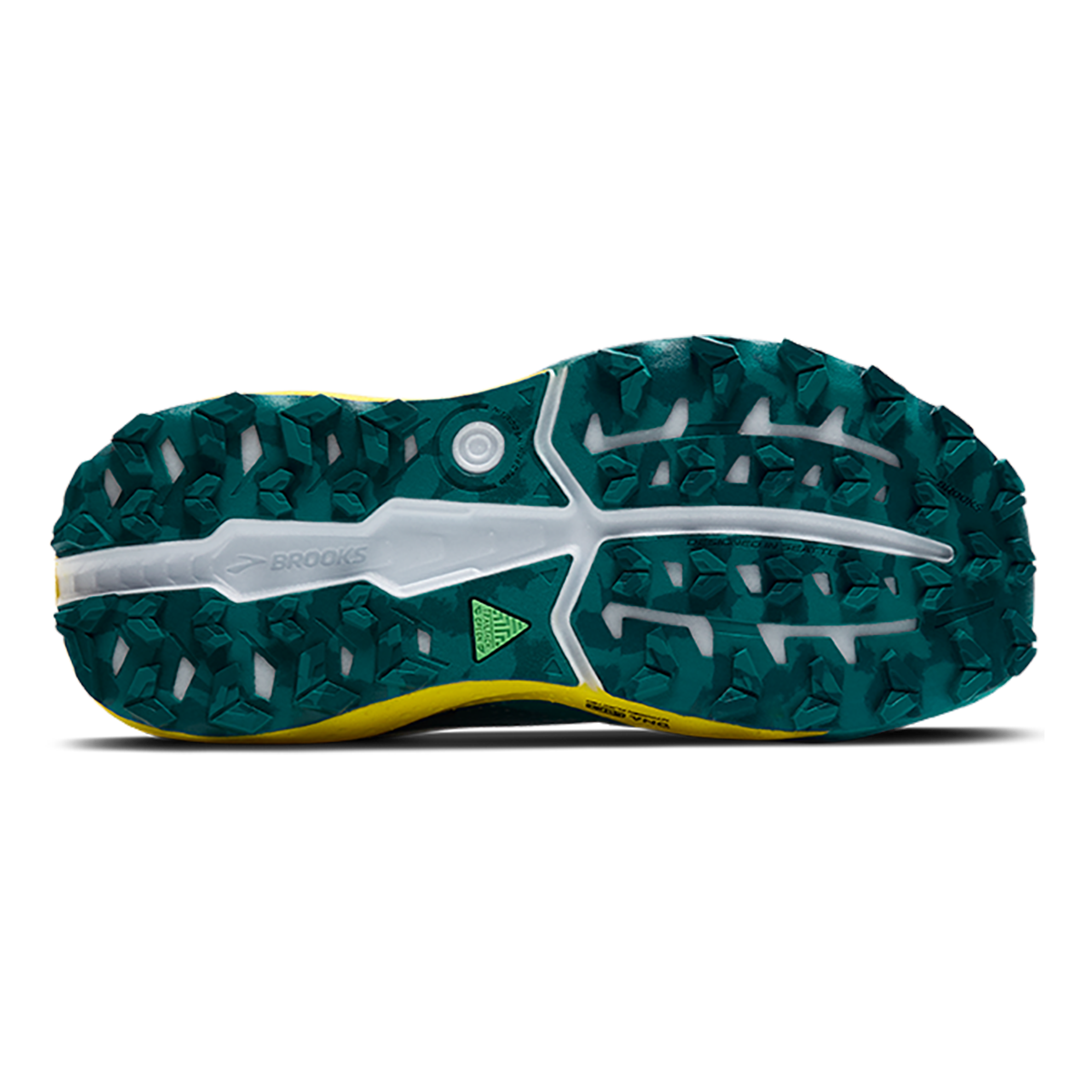 Brooks Caldera 8 — Bit of Blue - Quince - Celestial — Size D — Width 9 — Top View