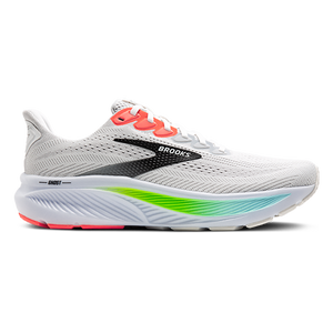 Brooks Ghost 17 — White - Pink Clay - Gecko — Size D — Width 7 — Front View