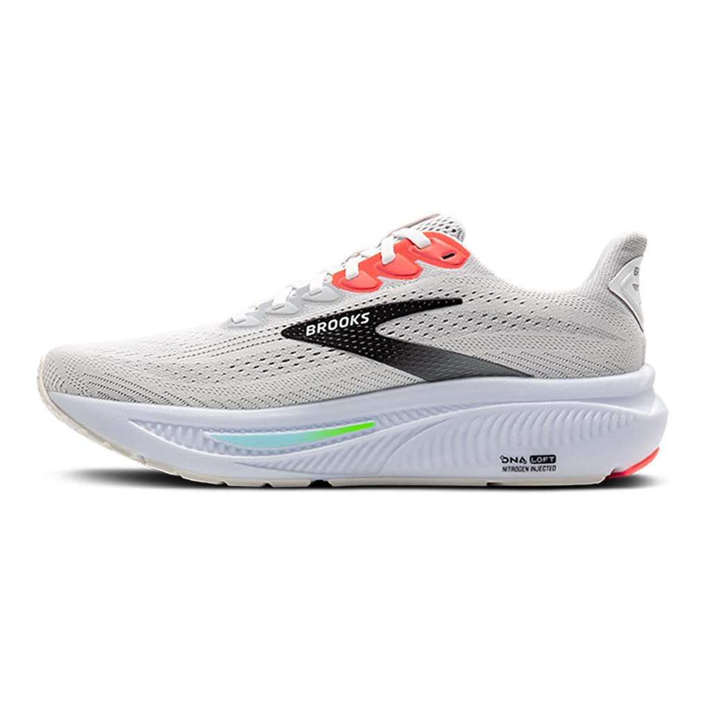 Brooks Ghost 17 — White - Pink Clay - Gecko — Size D — Width 7 — Side View